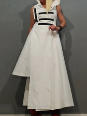 Buttoned Split-Joint Irregular Clipping Loose Lapel Shirt Dress Maxi Dresses