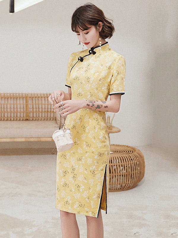 Original Applique Buttoned Stand Collar  Cheongsams