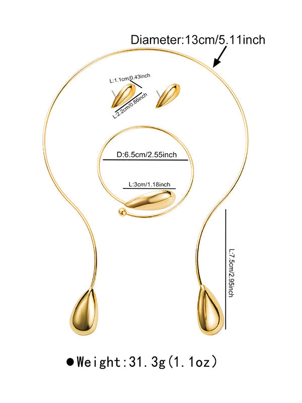 4 Pcs Geometric Necklaces Accessories + Drop Earrings + Bracelet Accessories