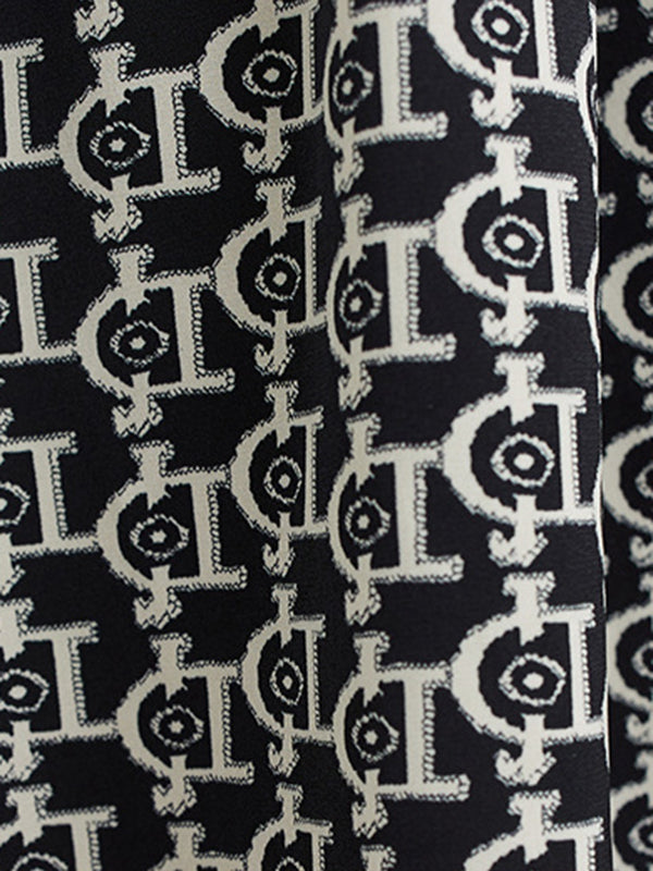 Knot Printed Split-Joint Loose Lapel Midi Dresses