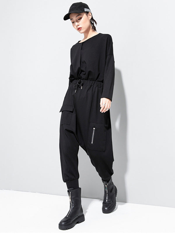Simple Solid Elasticity Harem Pants