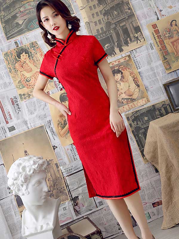 Graceful Slim Lacy Short Cheongsam