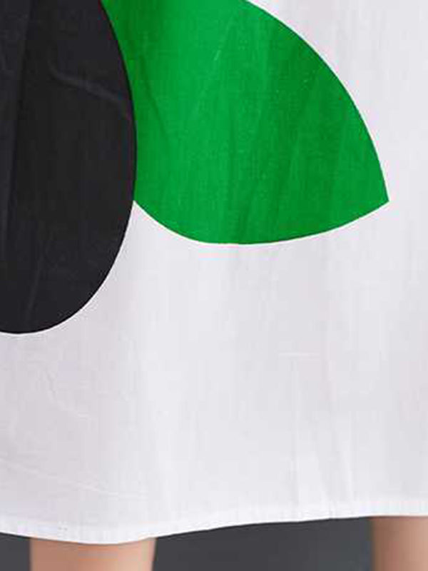 Buttoned Floral Printed Loose Short Sleeves Lapel Collar Midi Dresses