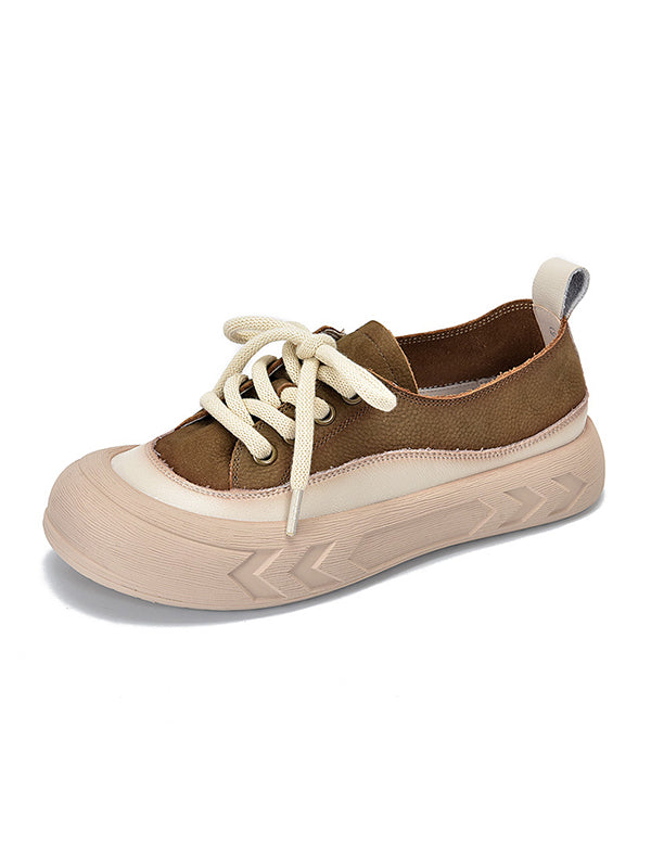 Contrast Color Lace-Up Platform Shoes Casual Shoes