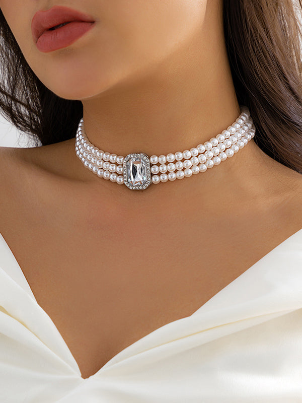 Geometric Layered Rhine Stones Earrings Accessories + Necklaces Accessories + Bracelet Accessories