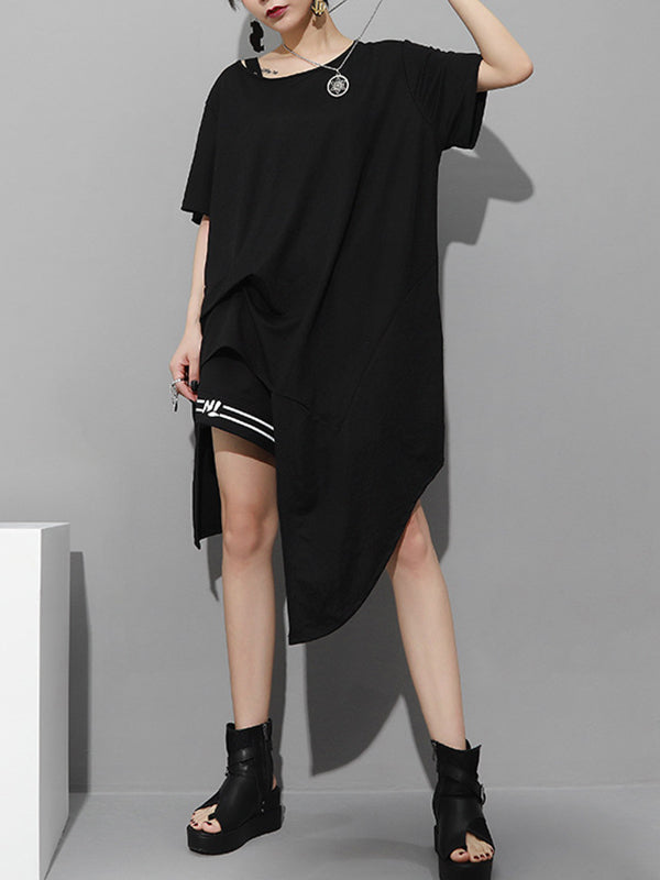 Original Irregular Loose Solid Color T-Shirt Top