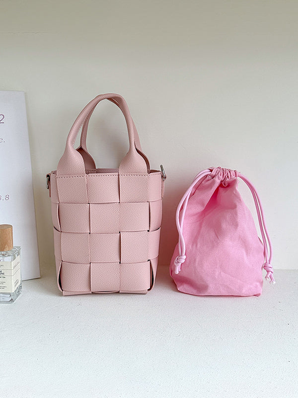 Solid Color Woven Handbags Crossbody Bags