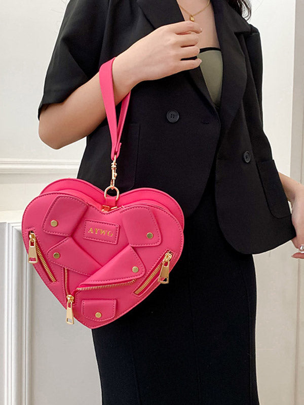 Heart Shape Split-Joint Zipper Handbags Crossbody Bags Bags