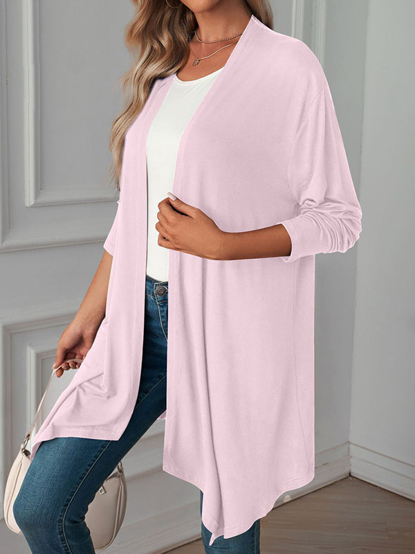 Solid Color Long Sleeves Loose Statement Collar Outerwear