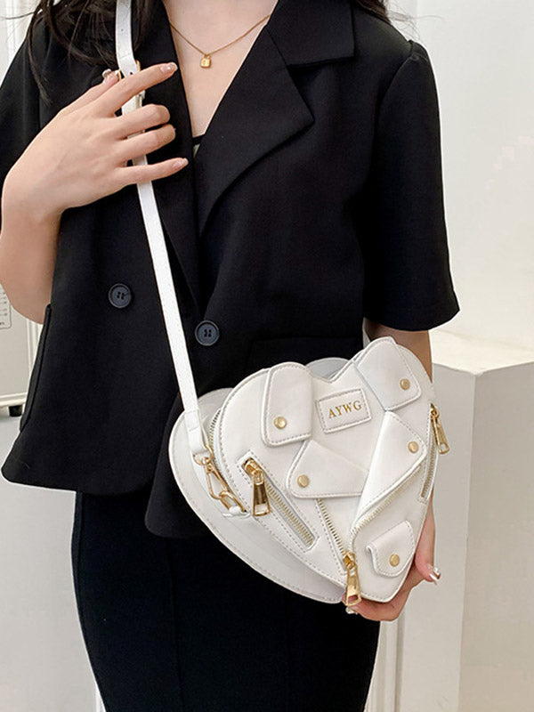 Heart Shape Split-Joint Zipper Handbags Crossbody Bags Bags