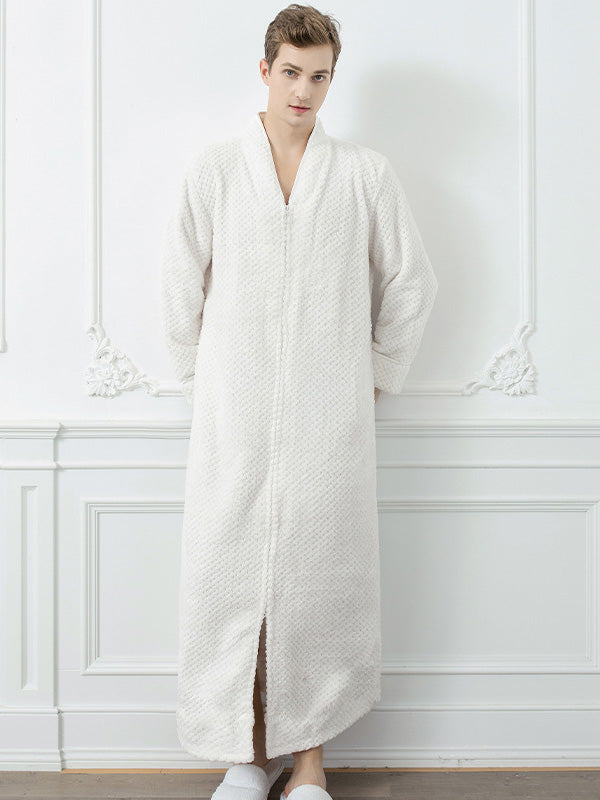 Comfortable Solid Flannel Pajama Robe