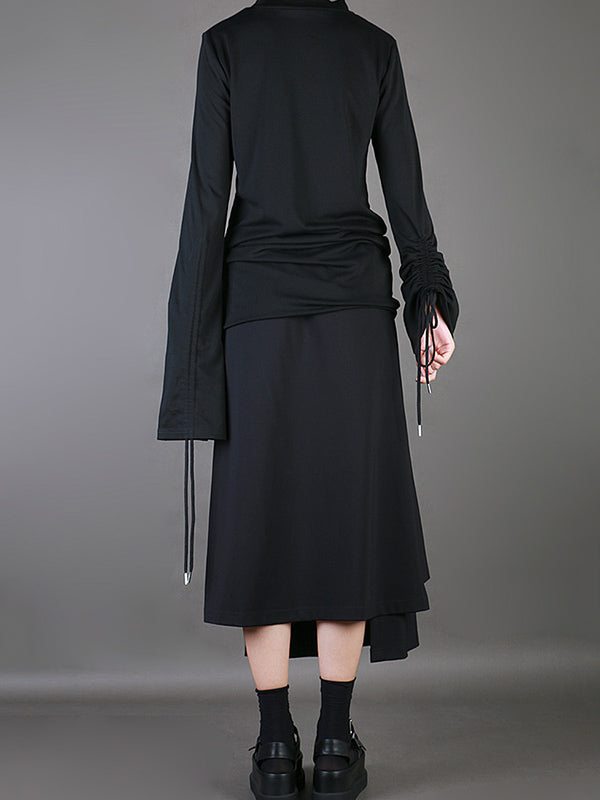 Plain Multi-Layer Cropped Skirt