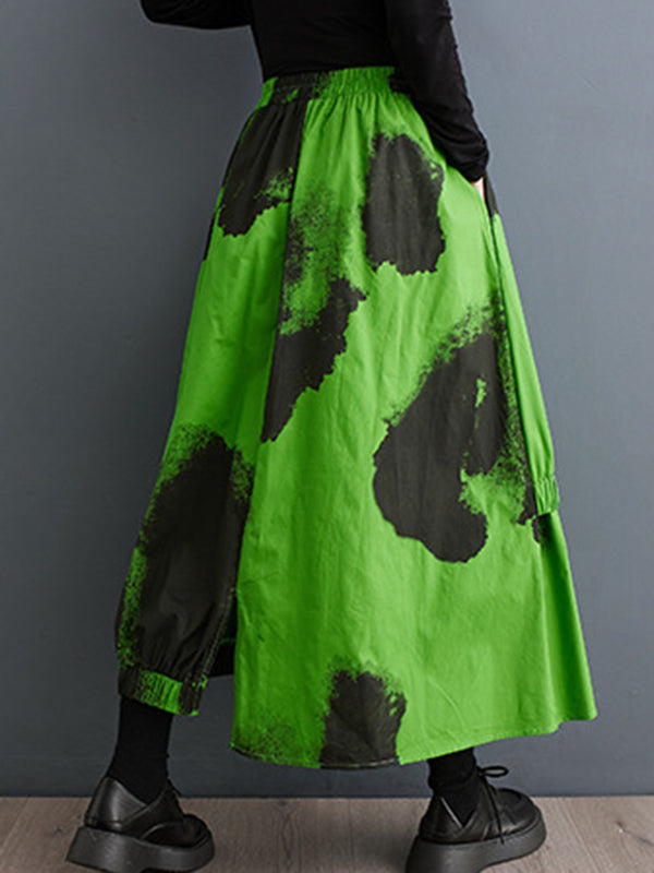 Asymmetric Elasticity Pleated Split-Joint High Waisted Loose Skirts