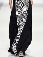 Printed Loose Sleeveless Round-Neck Maxi Dresses