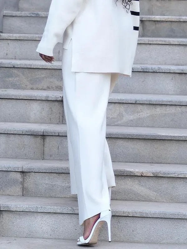 Solid Color Wide Leg Trousers Pants