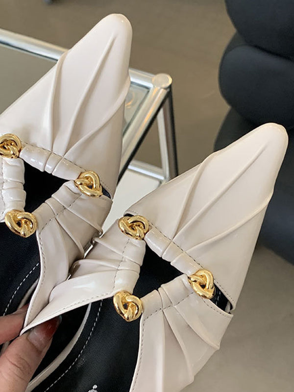 Hollow Pointed-Toe Split-Joint Slippers&Mules Sandals