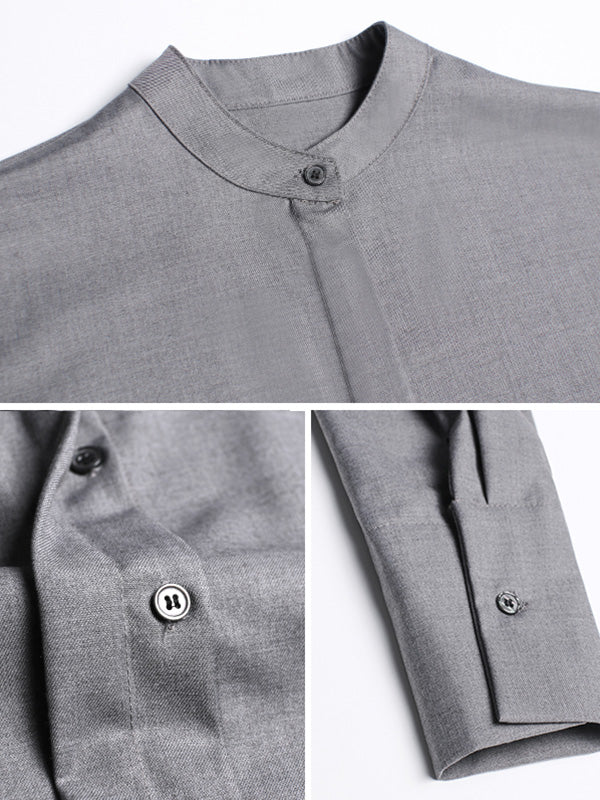 Light Maturity Irregular Stand Collar Long Sleeve Shirt