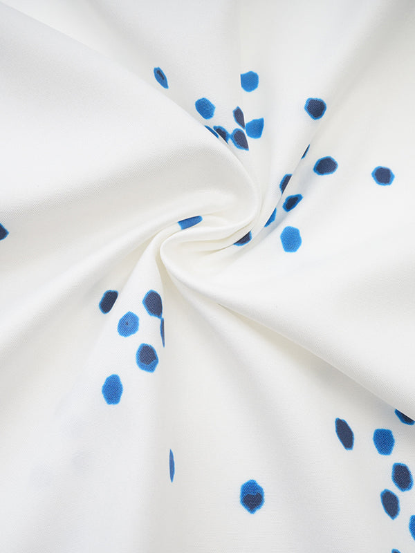 Pleated Polka-Dot Tied Waist High Waisted High-Low V-Neck Maxi Dresses