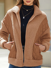 Split-Joint Velvet Long Sleeves Loose Lapel Outerwear