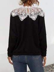 Hollow Split-Joint Long Sleeves Loose Round-neck Blouses&shirts Tops