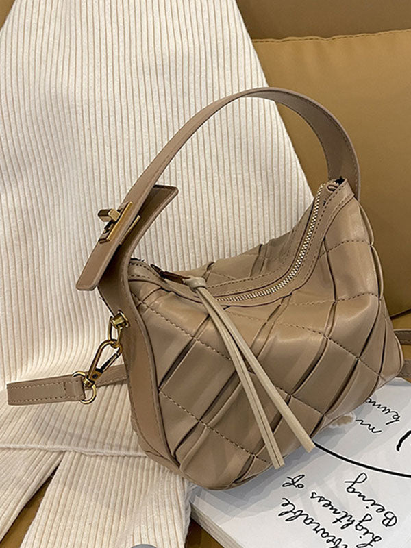 Belt Buckle Pleated Rhombic Split-Joint Handbags Crossbody Bags Bags