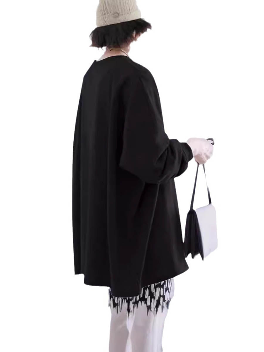 Solid Color Long Sleeves Loose Sweatshirt Tops