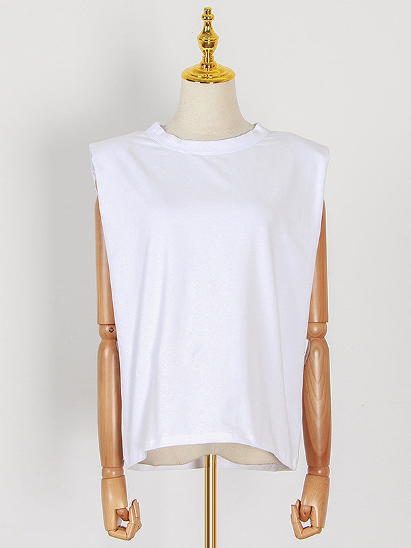 Solid Color Cap Sleeve Loose Round-Neck T-Shirts