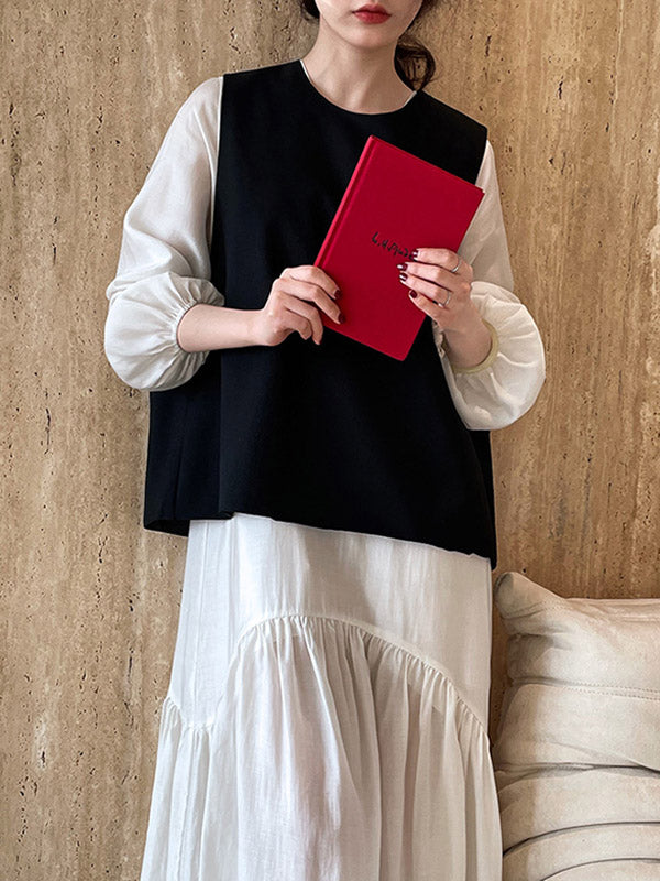 Elasticity Pleated Solid Color Split-Joint Zipper High Waisted Long Sleeves V-Neck Midi Dresses