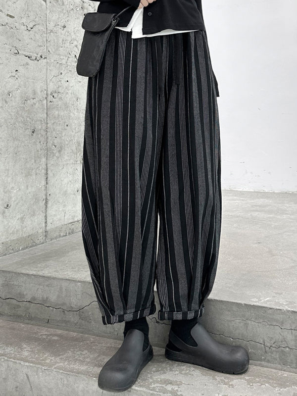 Split-Joint Striped Patterns Harem Pants High Waisted Trousers Pants