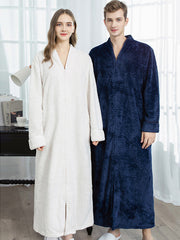 Comfortable Solid Flannel Pajama Robe