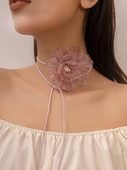 Flower Shape Gauze Necklaces Accessories Dainty Necklace