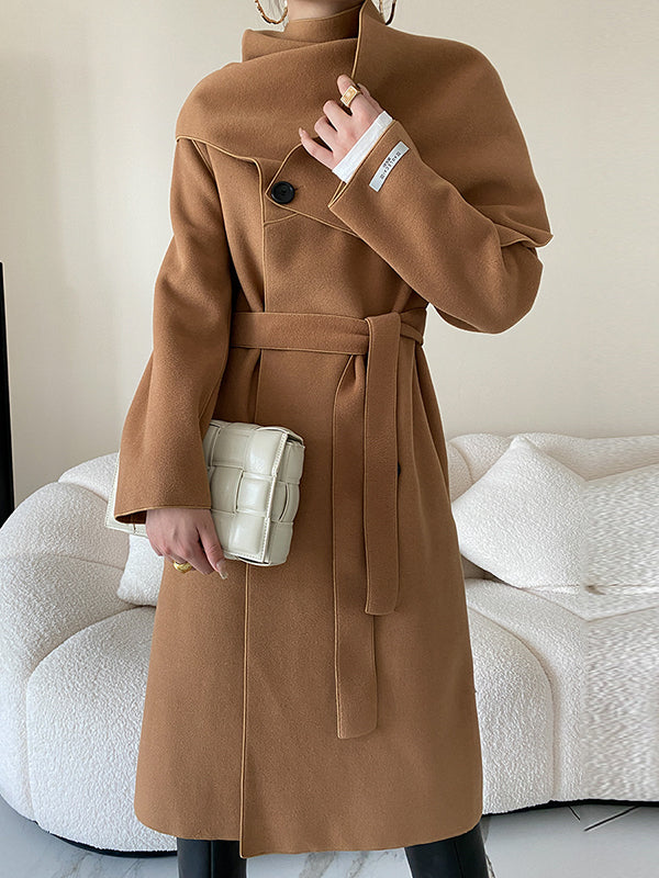 Original Stylish Loose Long Sleeves Solid Color Woolen Coats