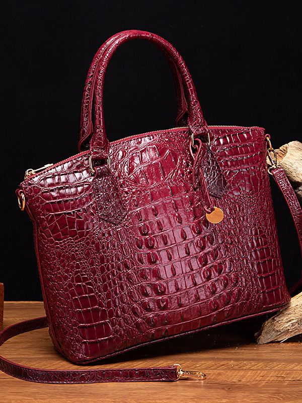 Alligator Print Pleated Split-Joint Handbags Bags