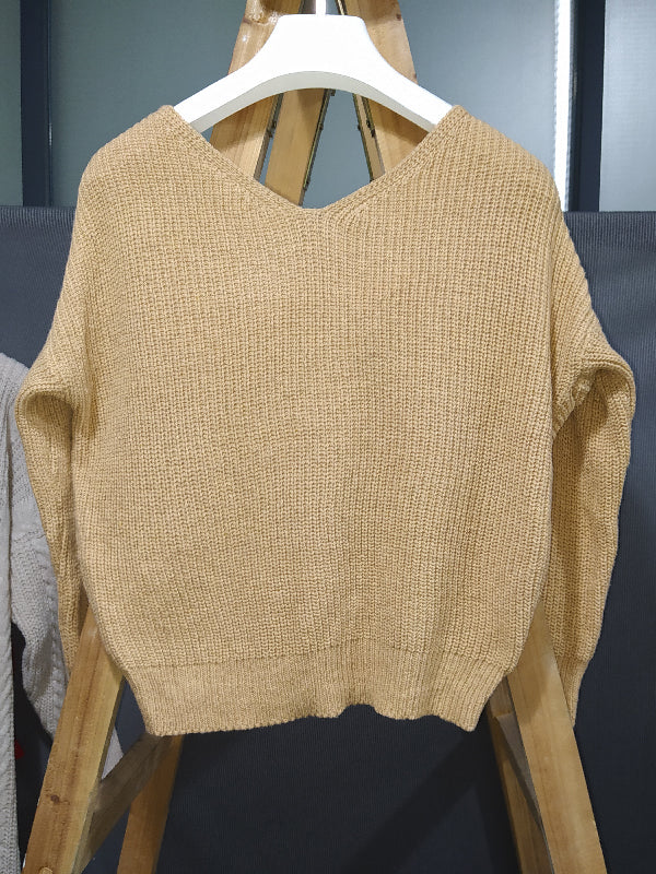 Urban Solid Color Backless Split-Joint Sweater