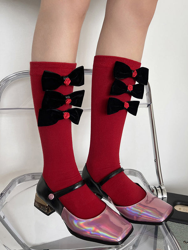 Bowknot Contrast Color Socks Accessories
