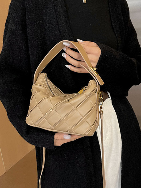 Belt Buckle Pleated Rhombic Split-Joint Handbags Crossbody Bags Bags