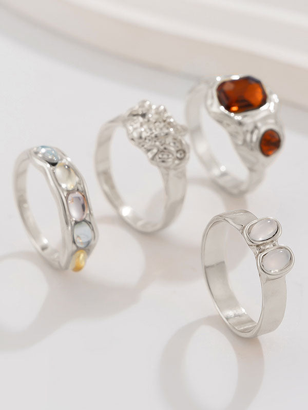 Geometric Rhine Stones Rings Accessories