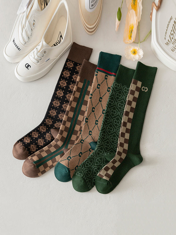 Stylish Selection Skinny Leg Checkered Socks Accessories