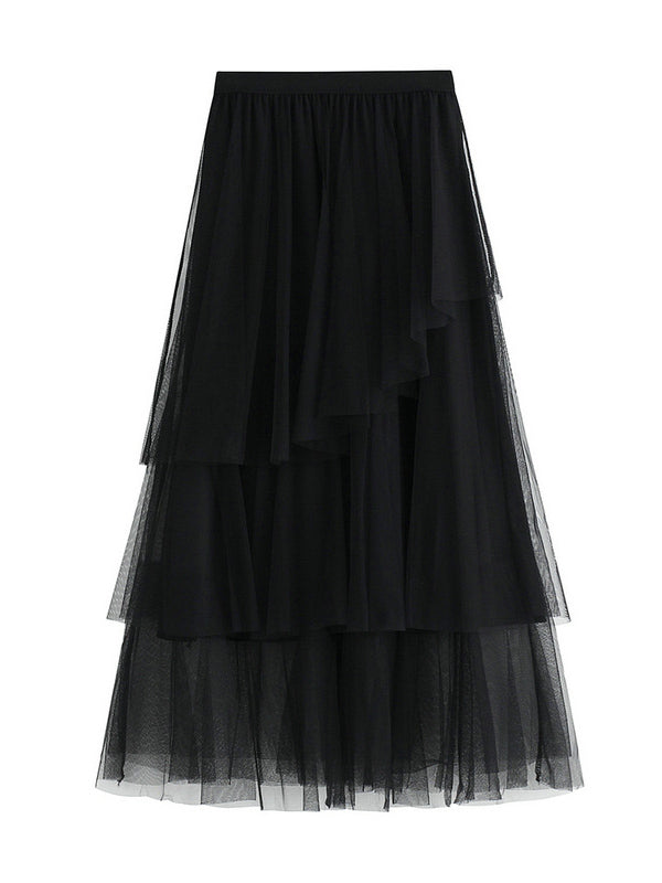 Urban Solid Color Elasticity Waist A-Line Skirt