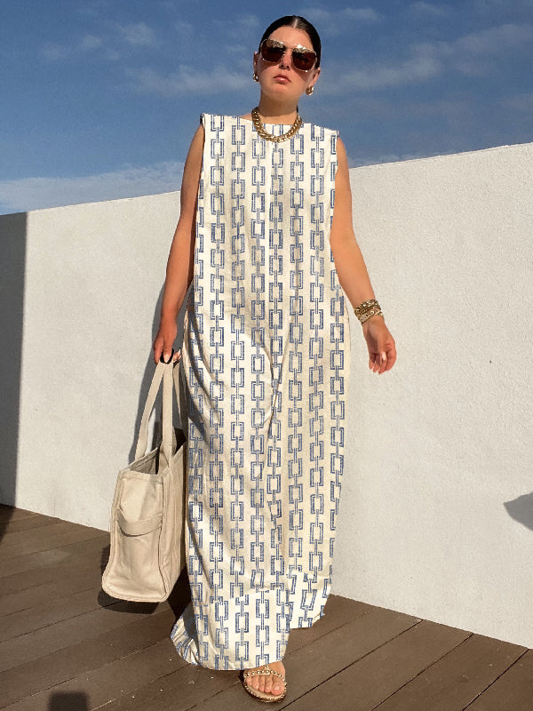 Urban Sleeveless Loose Printed Split-Joint Jumpsuits Bottoms