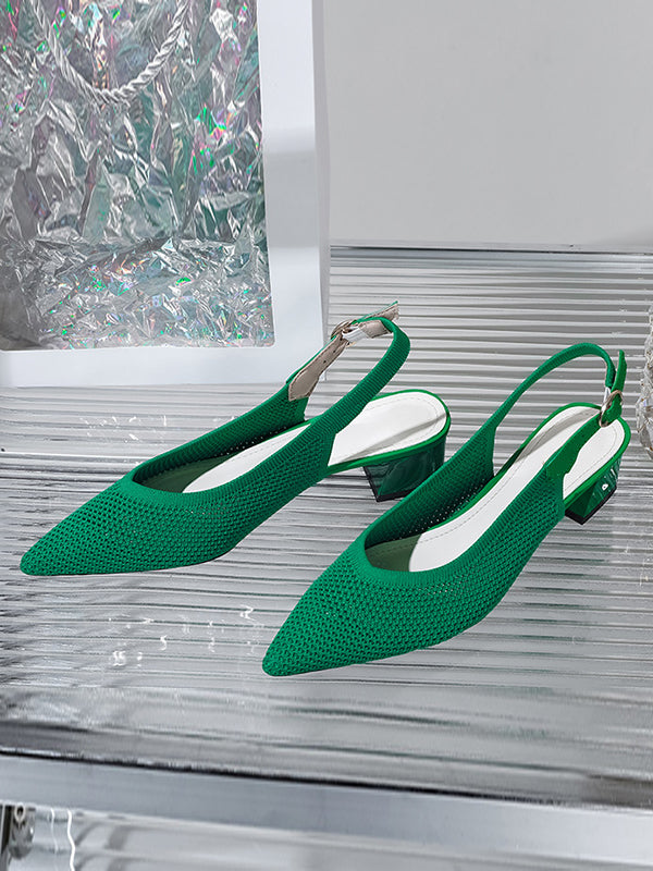 Belt Buckle Hollow Pointed-Toe Split-Joint Slider Sandals Pumps Sandals
