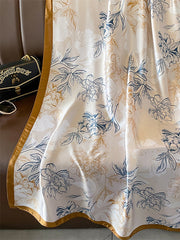 Contrast Color Flower Print Keep Warm Scarf