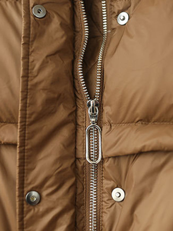 Original Creation Loose Sleeveless Solid Color Zipper High-Neck Vest Outerwear