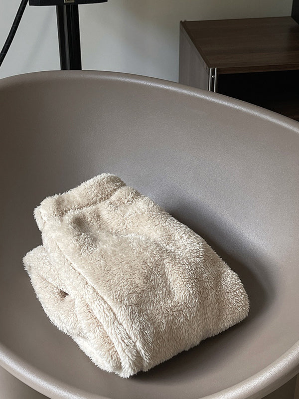 Casual Loose Velvet Thickened Keep Warm Solid Color Pants