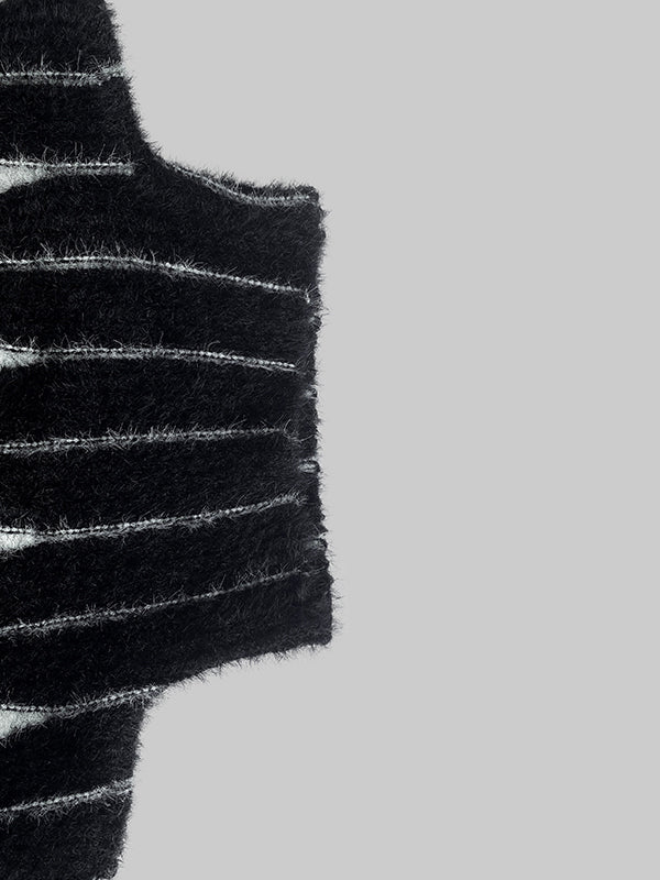 Contrast Color Long Sleeves High-Neck Sweater Tops
