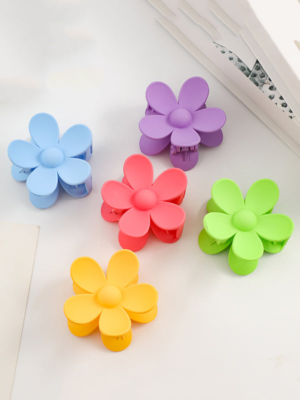 Flower Shape Solid Color Hair Clips