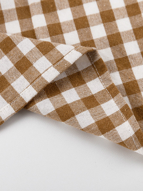 Plaid Long Sleeves Loose Peter Pan Collar Blouses&Shirts Tops