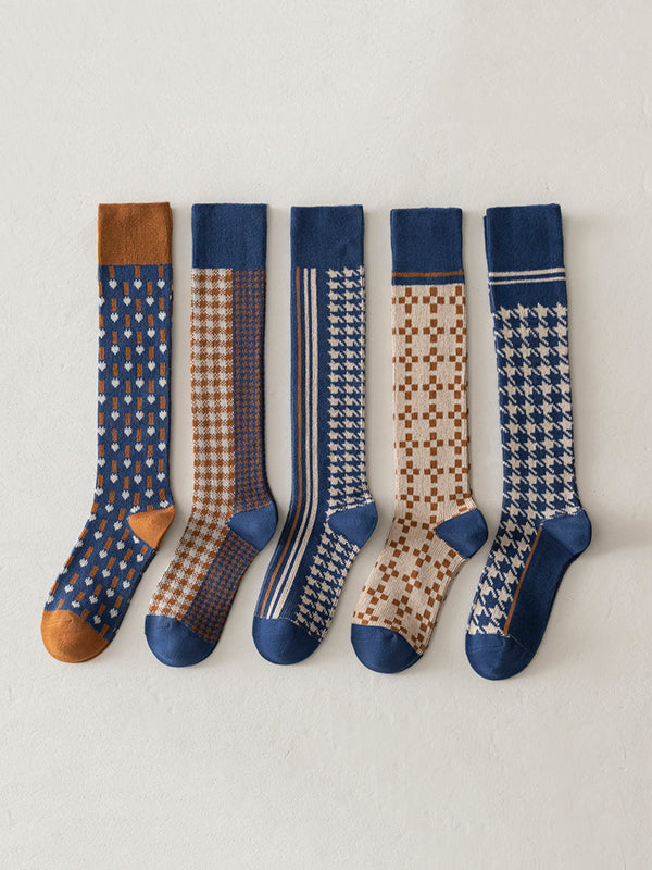 Casual Skinny Leg Checkered Socks Accessories
