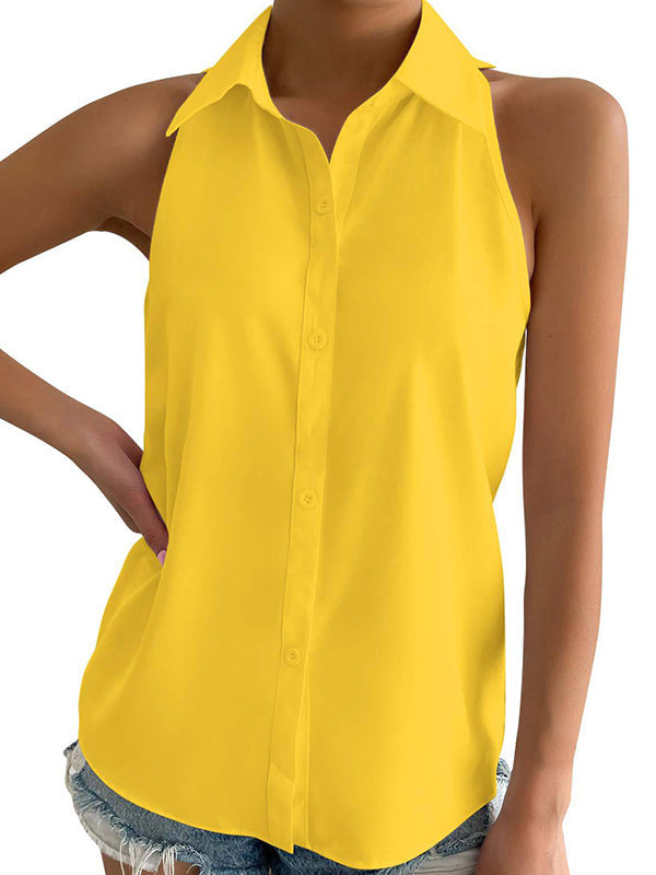 Solid Color Split-Joint Loose Plus Size Lapel Blouses