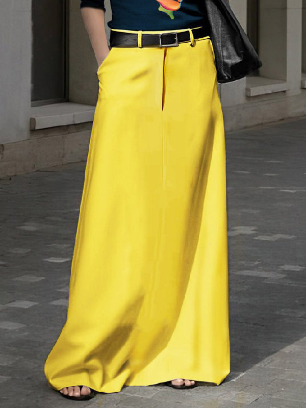 Simple High Waisted Solid Color Skirts Bottoms